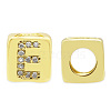 Brass Micro Pave Clear Cubic Zirconia European Beads KK-T030-LA842-EX3-1