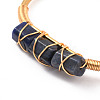 Natural Sodalite Triple Column Beaded Open Cuff Bangle BJEW-E377-01G-09-4