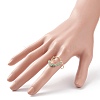 Natural Gemstone Beaded Heart Finger Ring RJEW-JR00520-3