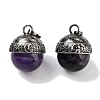 Natural Amethyst Sphere Pendants G-Q163-07AS-04-1