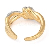 Knot Brass Micro Pave Clear Cubic Zirconia Open Cuff Ring for Women RJEW-Q819-10G-3