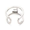 Clear Cubic Zirconia Initial Letter Open Cuff Ring RJEW-A012-01P-E-2
