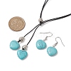 Synthetic Turquoise Heart Lariat Necklace & Dangle Earring Sets SJEW-JS01303-3