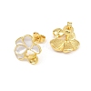 Brass Enamel Stud Earring Findings KK-CBA58F9-01G-03-2