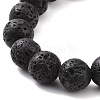Natural Weathered Agate(Dyed) & Lava Rock Round Beaded Stretch Bracelet BJEW-JB08501-3