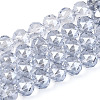 Electroplate Transparent Glass Round Beads Strands EGLA-T029-8mm-12T-07-1