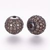 Brass Micro Pave Cubic Zirconia Beads ZIRC-G092-23B-08-1