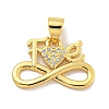 Rack Plating Brass Micro Pave Clear Cubic Zirconia Pendants KK-B091-49G-01-1