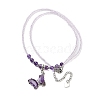 Natural Amethyst Faceted Butterfly  Pendant Necklaces NJEW-G143-01E-2