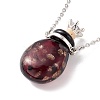 Glass Perfume Vial with Crown Pendant Necklace NJEW-H218-01D-1