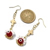 Handmade Seed Evil Eye & Cross Dangle Earrings EJEW-MZ00227-02-3