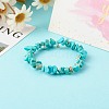 Synthetic Turquoise(Dyed) Chip Bead Stretch Bracelets for Children BJEW-JB06388-08-1