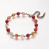 Natural Agate Beads Anklets AJEW-AN00182-2