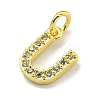Letter Brass Micro Pave Clear Cubic Zirconia Pendants KK-K354-06G-U-2