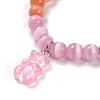 Bear Resin Stretch Charm Bracelets BJEW-JB06271-04-2