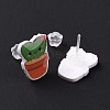 Acrylic Cute Plants Stud Earrings with Plastic Pins for Women EJEW-F293-01C-2