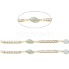 Brass Cubic Zirconia Link Chains with Natural Morganite Beads CHS-P016-37G-01-2