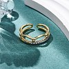 Brass Micro Pave Clear Cubic Zirconia Cuff Finger Rings for Women RJEW-C116-14G-3