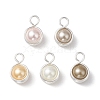 Shell Pearl Round Copper Wire Wrapped Pendants PALLOY-JF03259-2