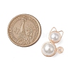 Copper Wire Wrapped Shell Pearl Round Beads Cat Shape Pendants PALLOY-TA00178-2