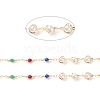 CCB Plastic Pearl & Glass Bicone Beaded Chains CHC-P009-35G-2
