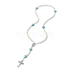 Synthetic Magnesite Rosary Bead Necklaces NJEW-TA00122-01-4