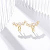 Rack Plating Star Brass Micro Pave Clear Cubic Zirconia Cuff Earrings EJEW-H147-16G-1