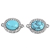 Synthetic Turquoise Oval Connector Charms KK-U043-50P-03-1