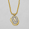 Brass Crystal Rhinestone Oval with Letter Pendant Necklaces FS-WG7CB6D-21-1
