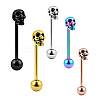 Skull 304 Stainless Steel Straight Barbell 15 Gauge Piercing Tongue Rings for Women Men FS-WG07D05-01-1