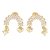 Brass Pave Clear Cubic Zirconia Stud Earrings for Women EJEW-S225-10G-02-1