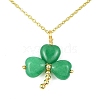 Saint Patrick's Day Clover Natural Malaysia Jade Pendant Necklace with 304 Stainless Steel Chains NJEW-JN04417-2