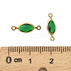 Brass Pave K9 Glass Connector Charms KK-Q059-01E-G-3