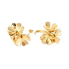 Ion Plating(IP) 304 Stainless Steel Flower Stud Earrings EJEW-Z068-29G-2