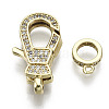 Brass Micro Pave Clear Cubic Zirconia Lobster Claw Clasps KK-N227-49G-NF-3