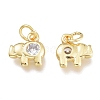Brass Micro Pave Clear Cubic Zirconia Charms KK-M206-39G-2