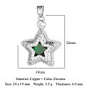 Brass Micro Pave Green Cubic Zirconia Pendants ZIRC-OY001-15P-2