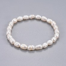 Natural Pearl Beads Stretch Bracelets BJEW-JB04265-01