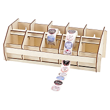 Wooden Adjustable Sticker Roll Holder Dispenser AJEW-WH0270-056