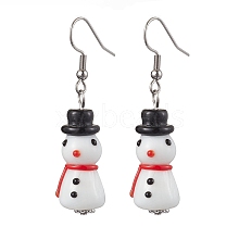 Christmas Theme Glass Dangle Earrings EJEW-TA00475-02