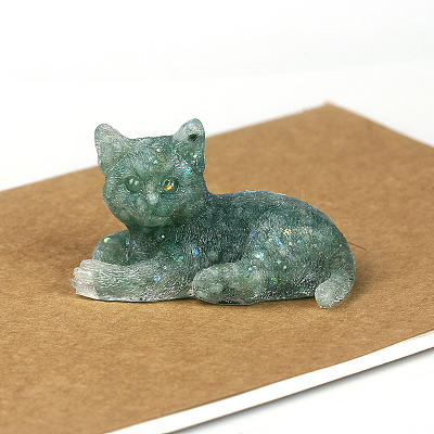 Natural Green Aventurine Cat Display Decorations WG85528-14-1