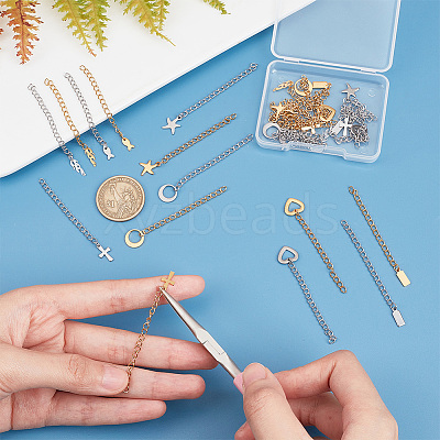 28Pcs 14 Style 304 Stainless Steel Chain Extender STAS-PH0004-70-1