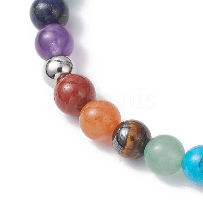 2Pcs Chakra Natural Mixed Gemstone Beads Stretch Bracelets for Women BJEW-JB12607-1