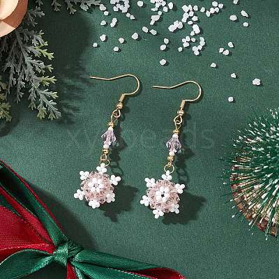 Glass Seed Beads Dnagle Earrings EJEW-MZ00501-02-1