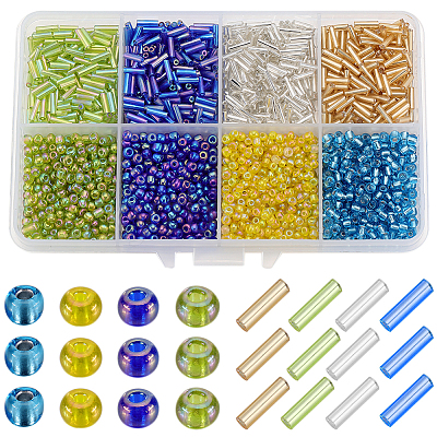 8 Style Round Glass Seed & Round Bugle Beads SEED-SC0001-40-1