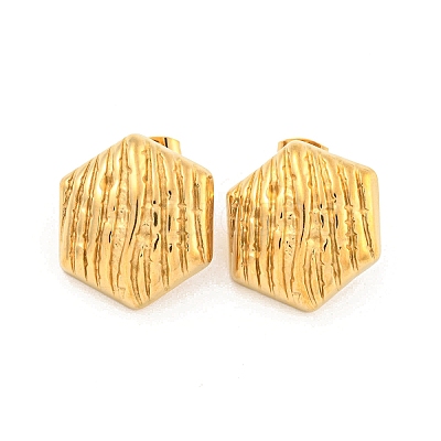 Hexagon 304 Stainless Steel Ear Studs EJEW-L290-019G-1