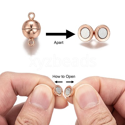 Rack Plating Brass Magnetic Clasps with Loops LS-KK-F801-02B-RG-1