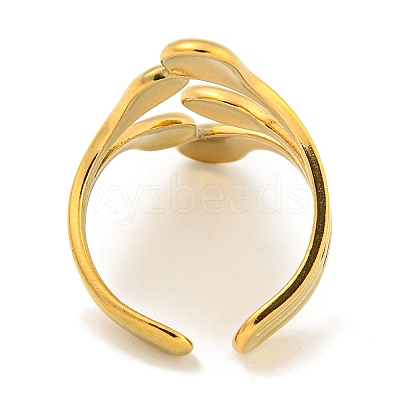 Ion Plating(IP) 304 Stainless Steel Teardrop Open Cuff Ring for Women RJEW-A043-14G-1