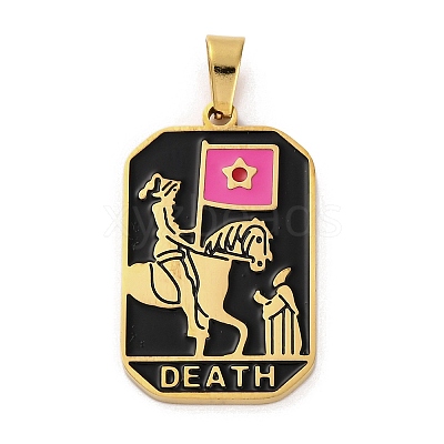 Ion Plating(IP) 304 Stainless Steel Enamel Pendants STAS-Q003-01G-023-1