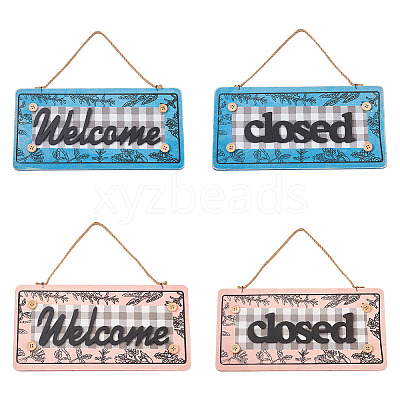 2Pcs 2 Color Wooden Doorplate Decorations AJEW-CF0001-09-1